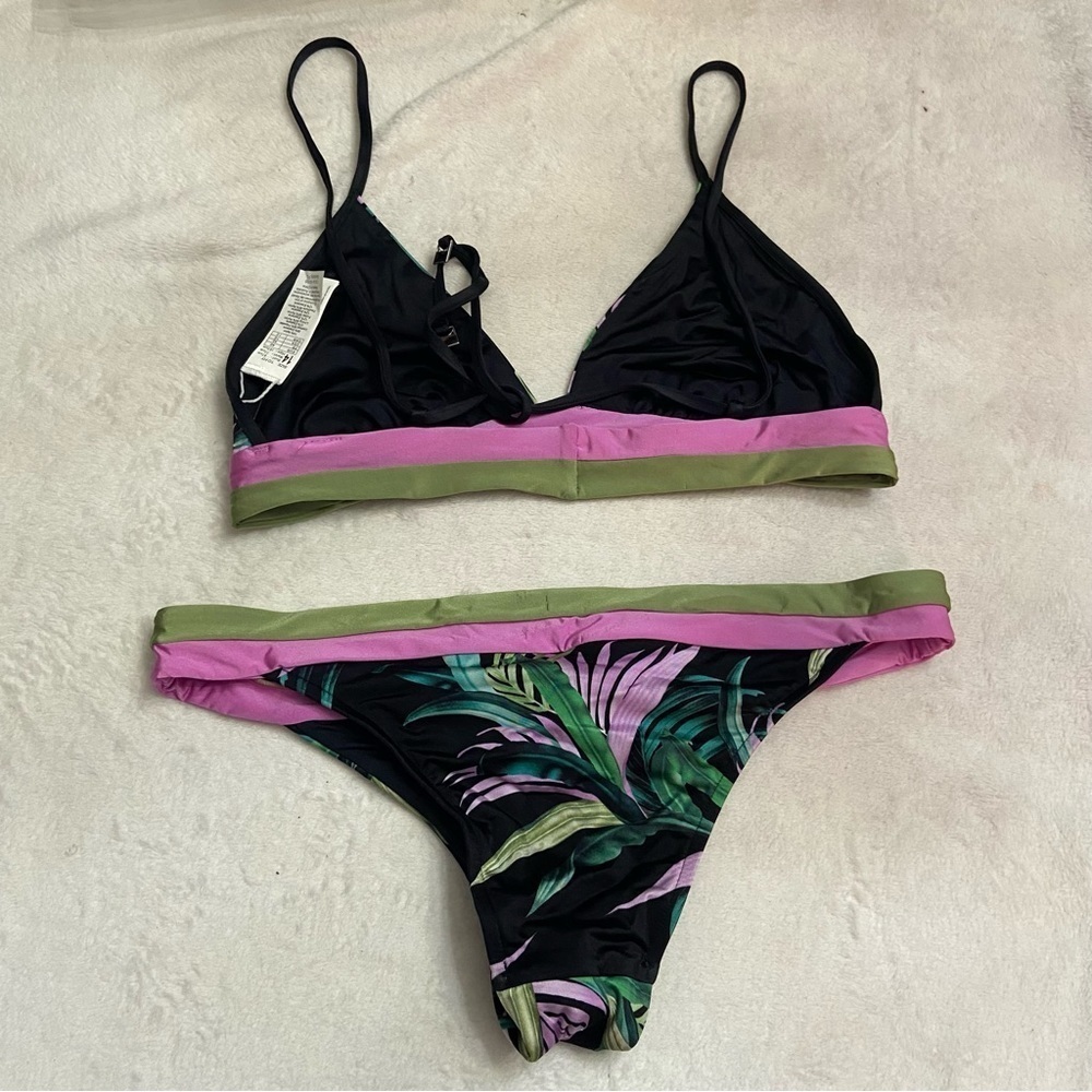New! SET Seafolly last palmas Bikini top bottoms black nwot 28510 - Picture 4 of 9